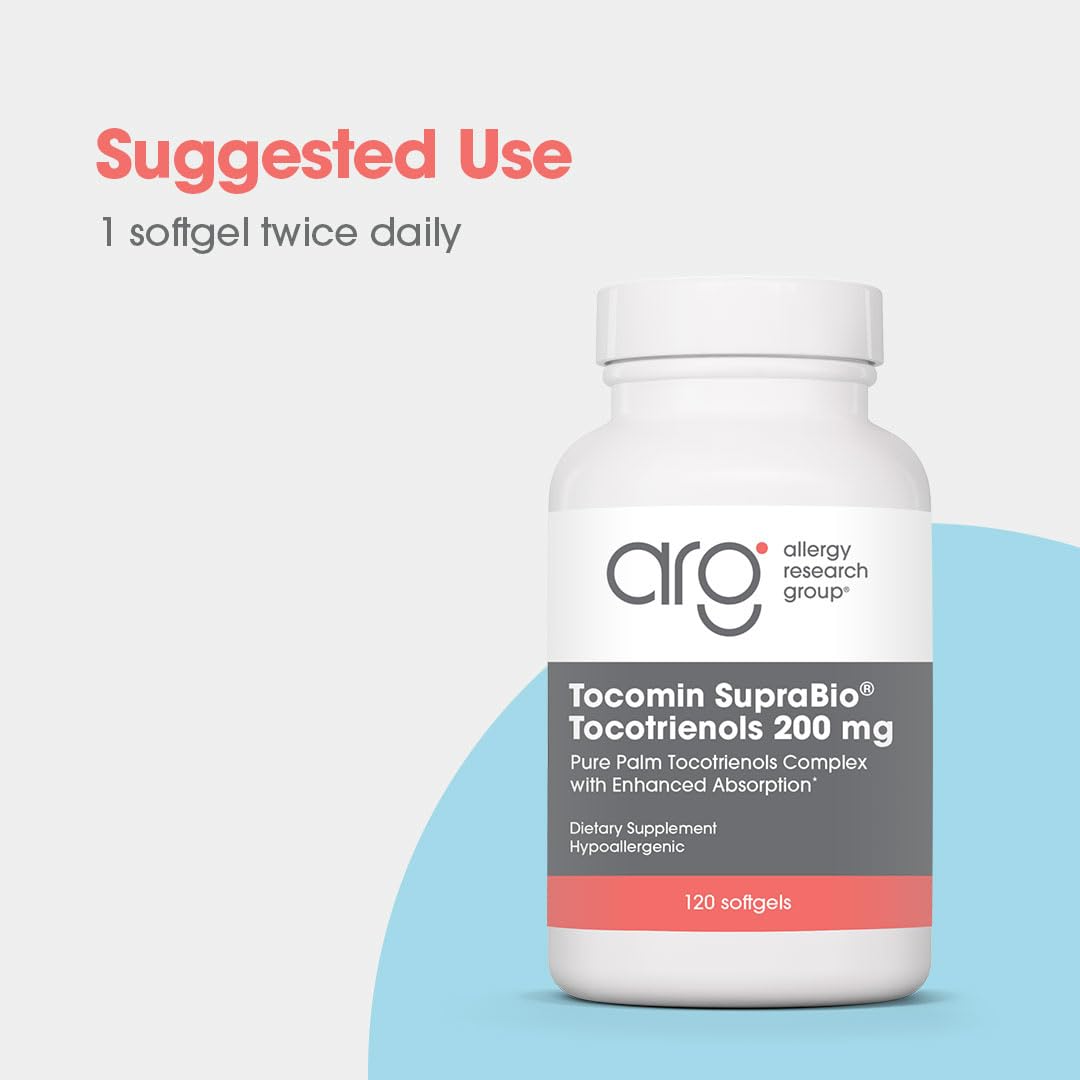 Allergy Research Group Tocomin SupraBio Tocotrienols 200 mg – Enhanced Absorption Palm Tocotrienol Complex (120 Count)