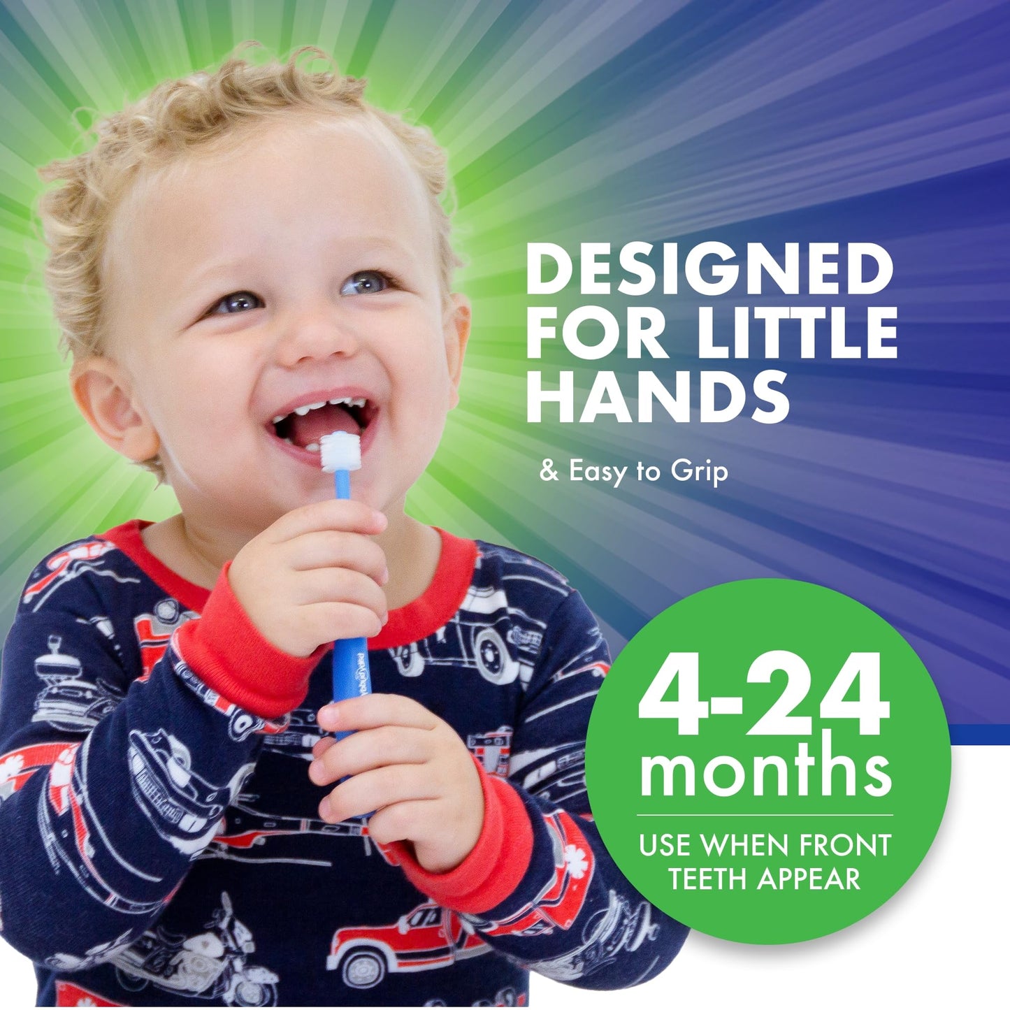 Brilliant Oral Care Baby Toothbrush – Soft Bristles, 360-degree Round Head, 0-2 Years (Mint Green)