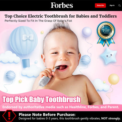 Toddler Electric Toothbrush for Kids 0-3 | LED Light, 2-Minute Timer, 4 Heads - Pink
