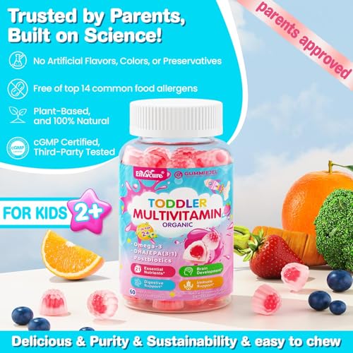 Organic Toddler Multivitamin Gummies + Omega-3 | 60Cts