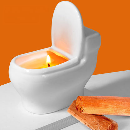 Toilet Shaped Scented Candles: Funny Gag Gift, Sandalwood, 6oz