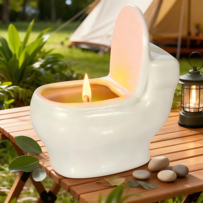 Toilet Shaped Scented Candles: Funny Gag Gift, Sandalwood, 6oz