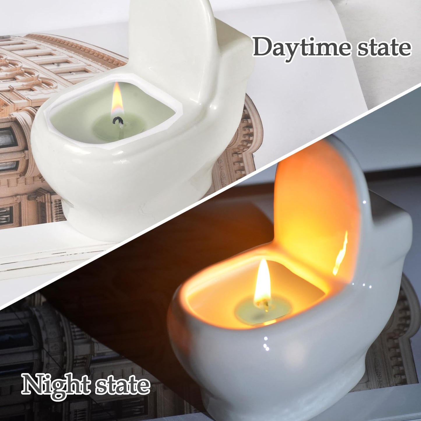 Toilet Shaped Scented Candles: Funny Gag Gift, Sandalwood, 6oz