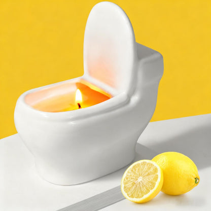 Toilet Shaped Scented Candles – Funny Gag Gift, Lemon Fragrance, 6oz, 42+ Hours