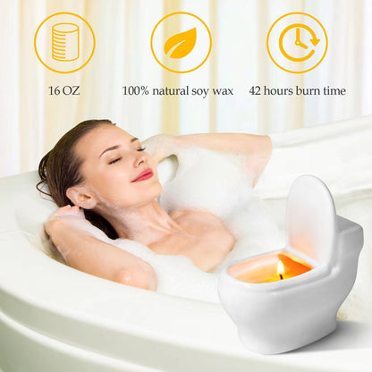 Toilet Shaped Scented Candles – Funny Gag Gift, Lemon Fragrance, 6oz, 42+ Hours