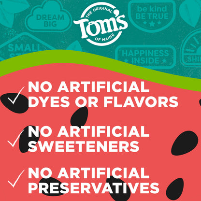 Tom's of Maine Watermelon Wiggle Kids Toothpaste with Fluoride – 3 Pack (5.1 oz) | Natural Kids Toothpaste