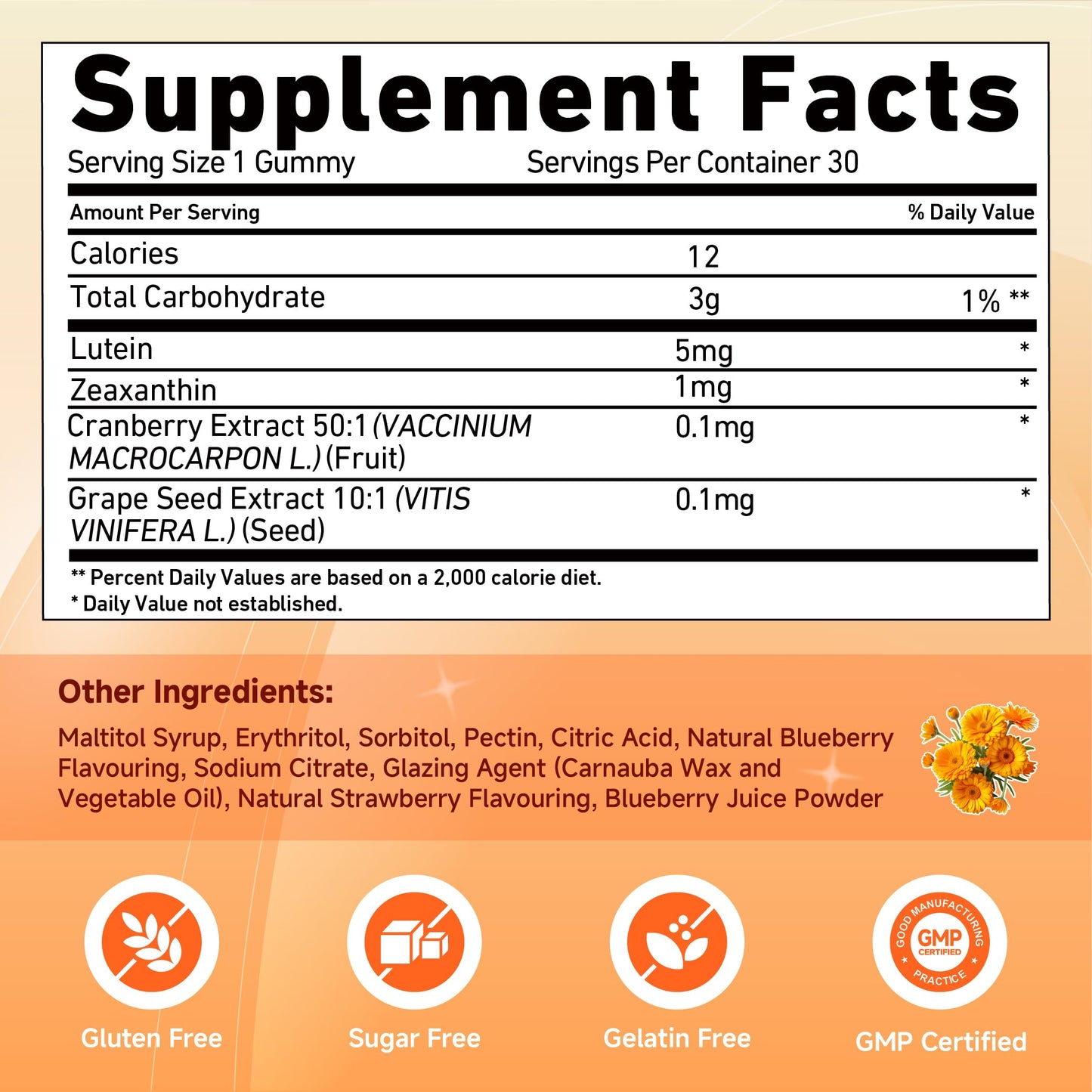 TomatoGarden Lutein Gummies – Vision Support & Blue Light Protection (30 Count)