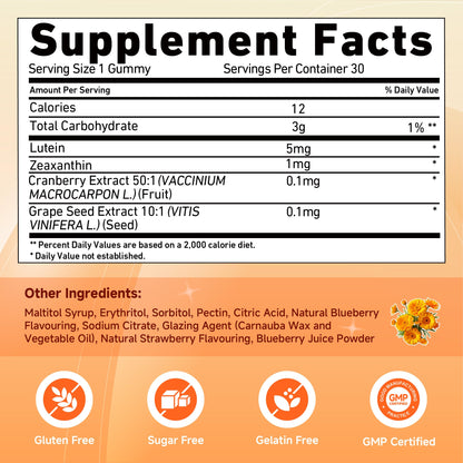 TomatoGarden Lutein Gummies – Vision Support & Blue Light Protection (30 Count)