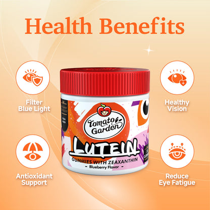 TomatoGarden Lutein Gummies – Vision Support & Blue Light Protection (30 Count)