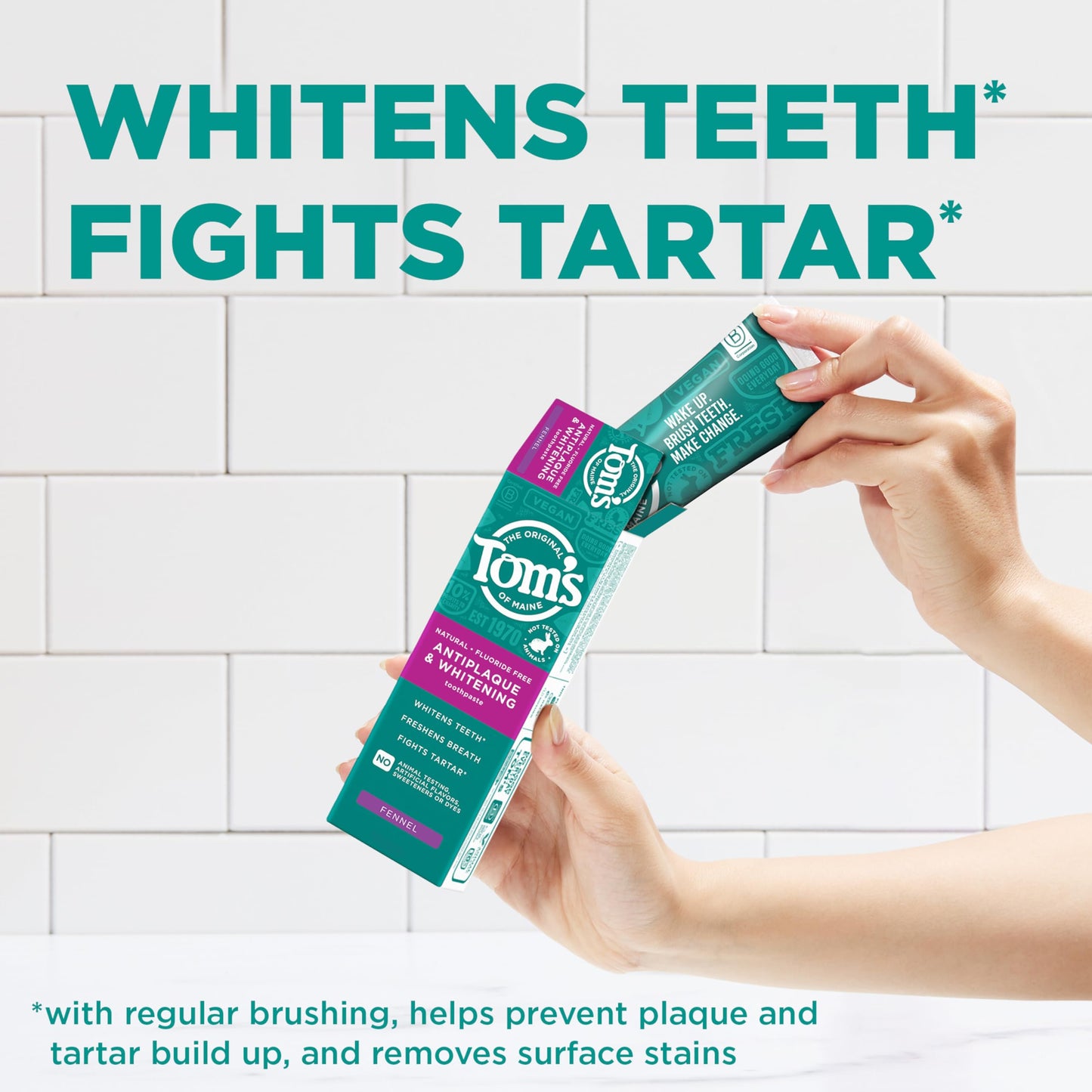 Tom’s of Maine Antiplaque and Whitening Fluoride Free Toothpaste - Fennel, 3 Pack, 4.5 oz
