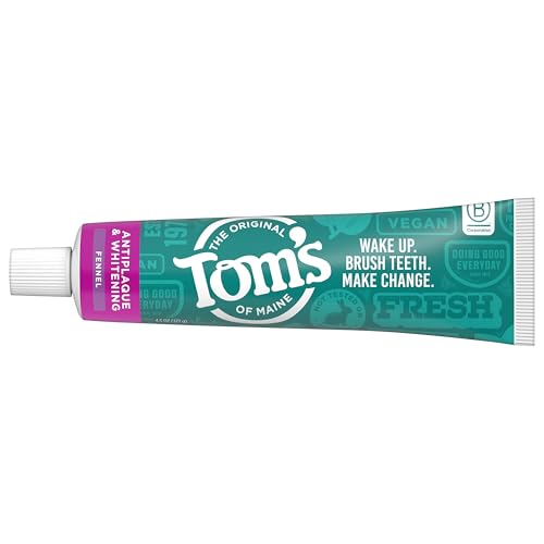 Tom's of Maine Antiplaque and Whitening Toothpaste - Fluoride Free, Fennel, 4.5 oz