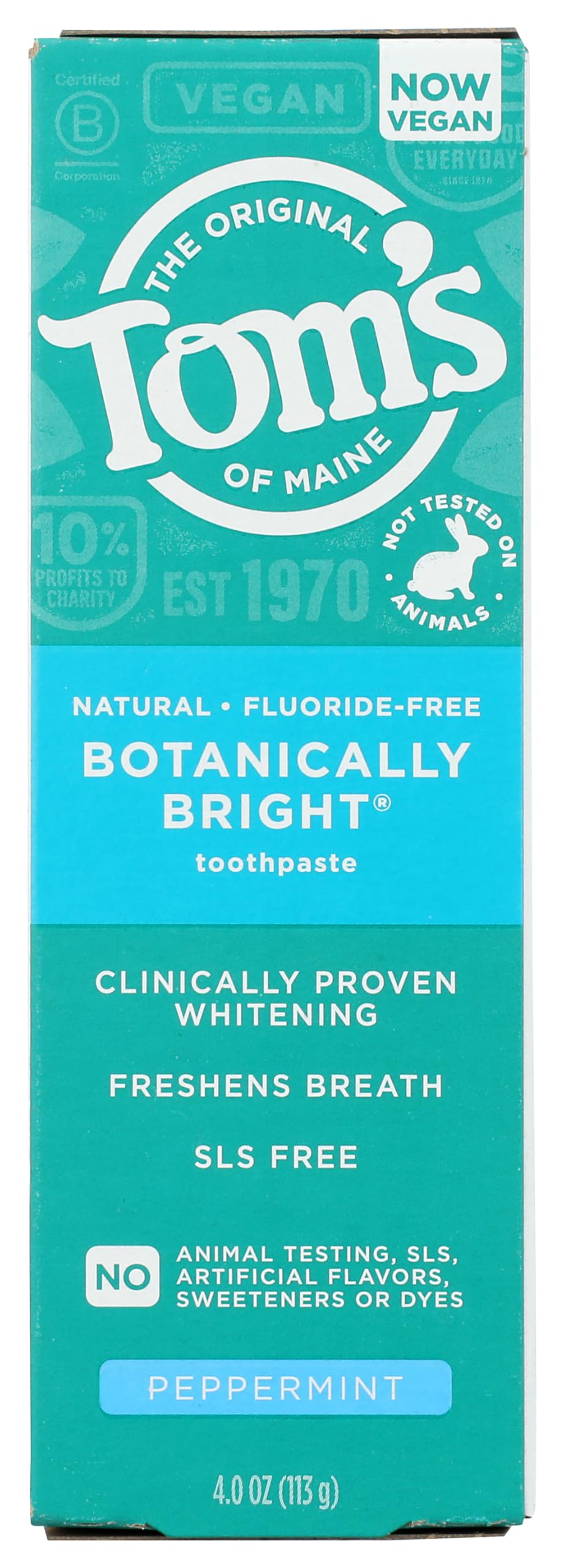 Toms of Maine Botanically Bright Peppermint Toothpaste 4 oz - Fluoride Toothpaste