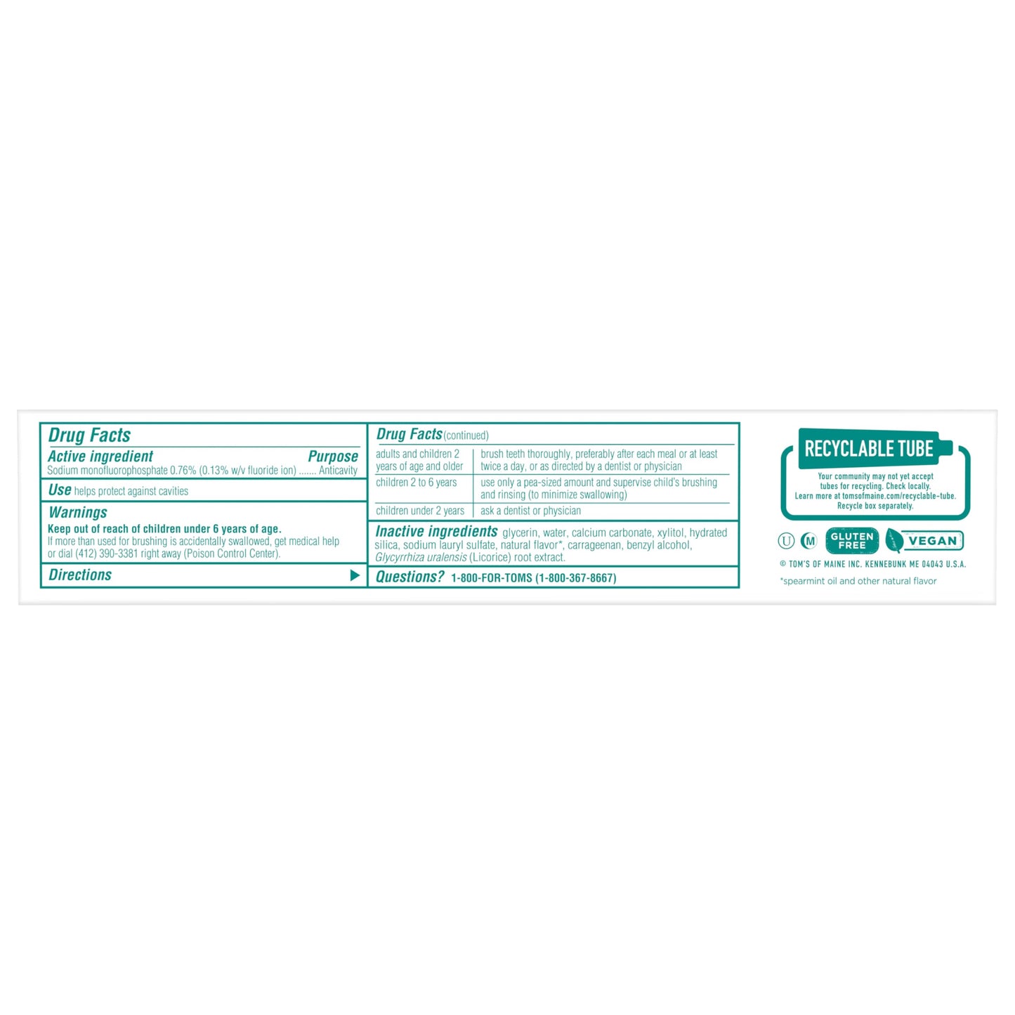 Tom's of Maine Wicked Fresh! Fluoride Toothpaste - Spearmint 4.7 oz 2-Pack
