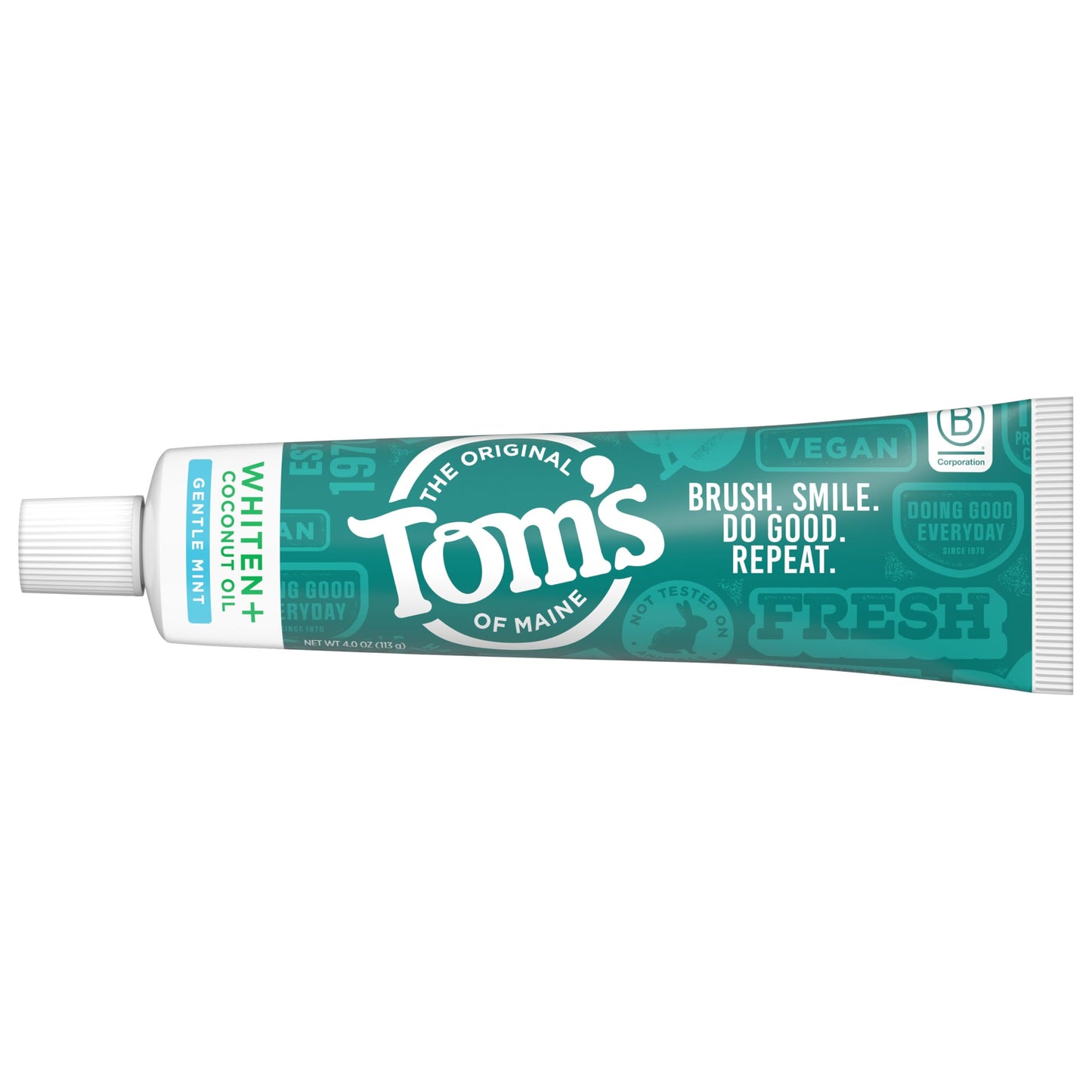 Tom's of Maine Whiten Plus Coconut Oil Fluoride Free Toothpaste - Natural Whitening (4 oz)