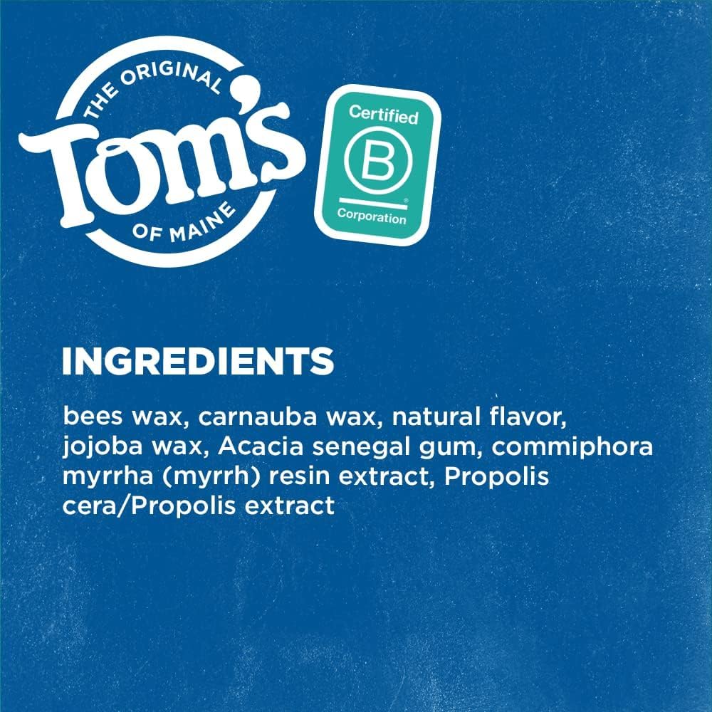 Tom's of Maine Natural Waxed Antiplaque Flat Floss – Spearmint, 32 Yards, Pack of 2 | ADA Accepted