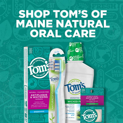 Tom's of Maine Waxed Antiplaque Floss, Spearmint – 32 Yards, 6-Pack (Packaging May Vary)