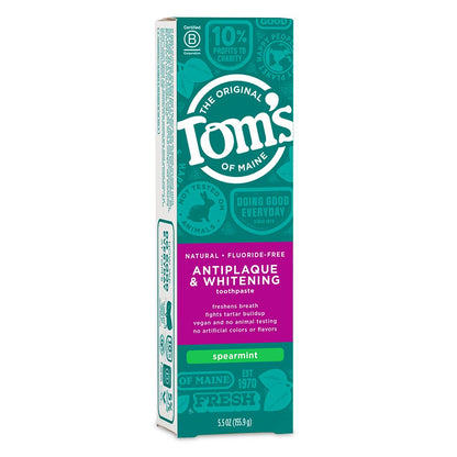 Tom's of Maine Fluoride-Free Antiplaque & Whitening Toothpaste - Spearmint - 5.5 oz