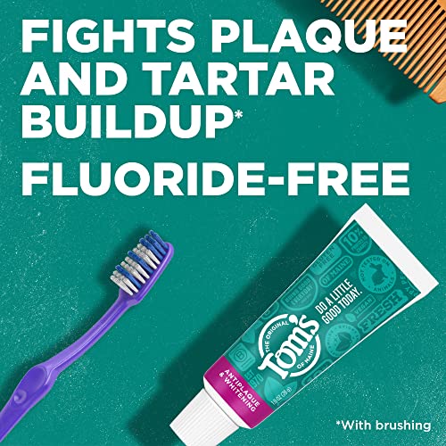 Tom's of Maine Fluoride-Free Antiplaque & Whitening Toothpaste – Travel Size Peppermint, 1 oz (12-Pack)