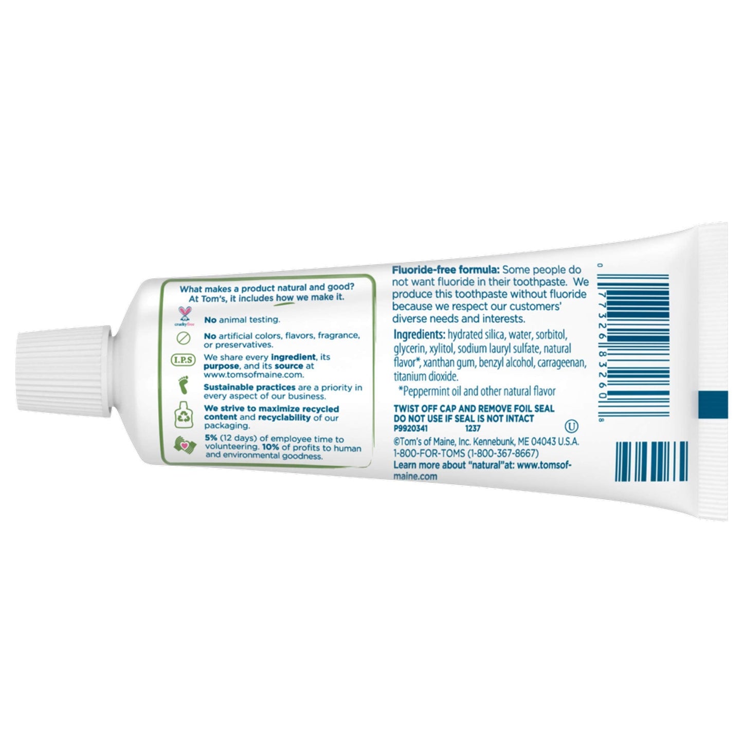 Tom's of Maine Travel Size Fluoride-Free Fresh Mint Toothpaste - 3 oz