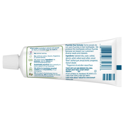 Tom's of Maine Travel Size Fluoride-Free Fresh Mint Toothpaste - 3 oz