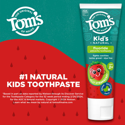 Tom's of Maine ADA Approved Fluoride Kids Toothpaste – Silly Strawberry, 5.1 oz, 3-Pack