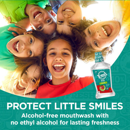 Tom's of Maine Children's Anticavity Fluoride Rinse Mouthwash – Silly Strawberry, 16 Fl Oz (Pack of 6) (Packaging May Vary)