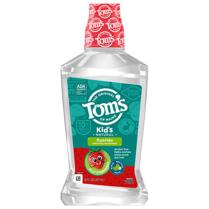 Tom's of Maine Children's Anticavity Fluoride Rinse Mouthwash – Silly Strawberry, 16 Fl Oz (Pack of 6) (Packaging May Vary)