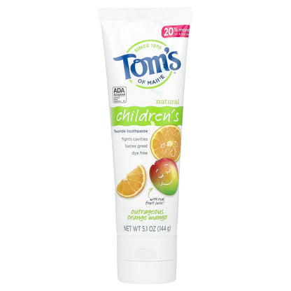 Tom's of Maine Kids Fluoride Toothpaste – Outrageous Orange Mango 5.1 oz