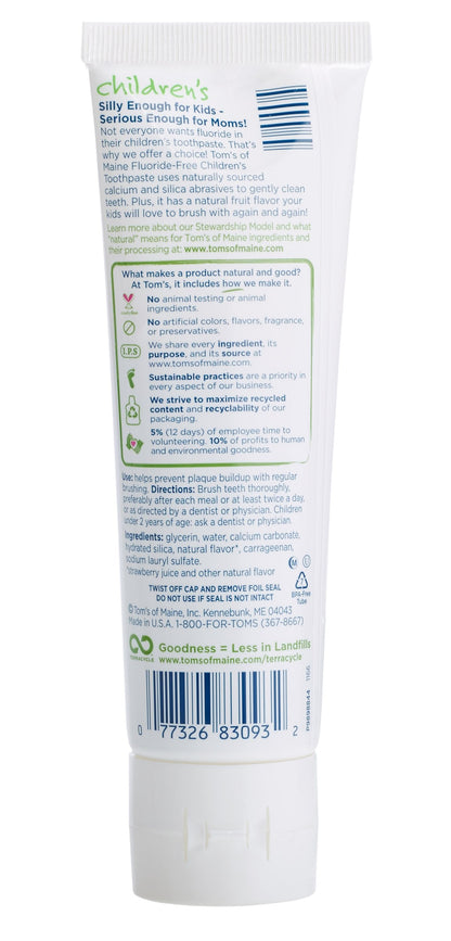 Tom's of Maine Fluoride-Free Kids Toothpaste – Silly Strawberry (3-pack)