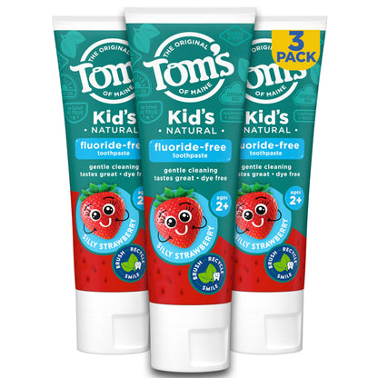 Tom's of Maine Kids Fluoride-Free Toothpaste - Silly Strawberry, Ages 2+, 3-Pack