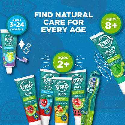 Tom's of Maine Kids Fluoride-Free Toothpaste - Silly Strawberry, Ages 2+, 3-Pack
