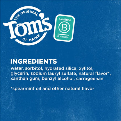 Tom's of Maine Fluoride-Free Antiplaque & Whitening Toothpaste – Spearmint, 5.5 oz (Pack of 2)