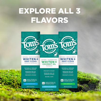 Tom's of Maine Whiten Plus Coconut Oil Fluoride Free Toothpaste - Natural Whitening (4 oz)
