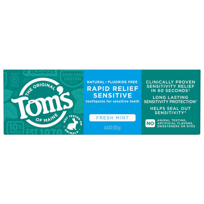 Tom's of Maine Fluoride-Free Rapid Relief Sensitive Toothpaste – Fresh Mint, 4 oz