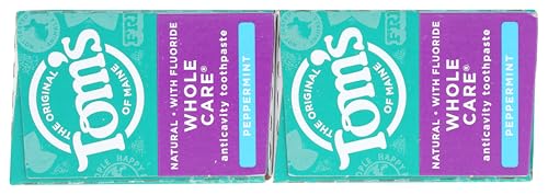 Tom's of Maine Whole Care Toothpaste with Fluoride – Peppermint, 4 oz 2-Pack