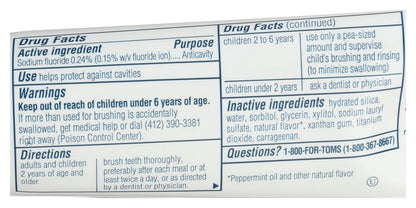 Tom's of Maine, Travel Size Anticavity Toothpaste - Fresh Mint, 3 Ounce