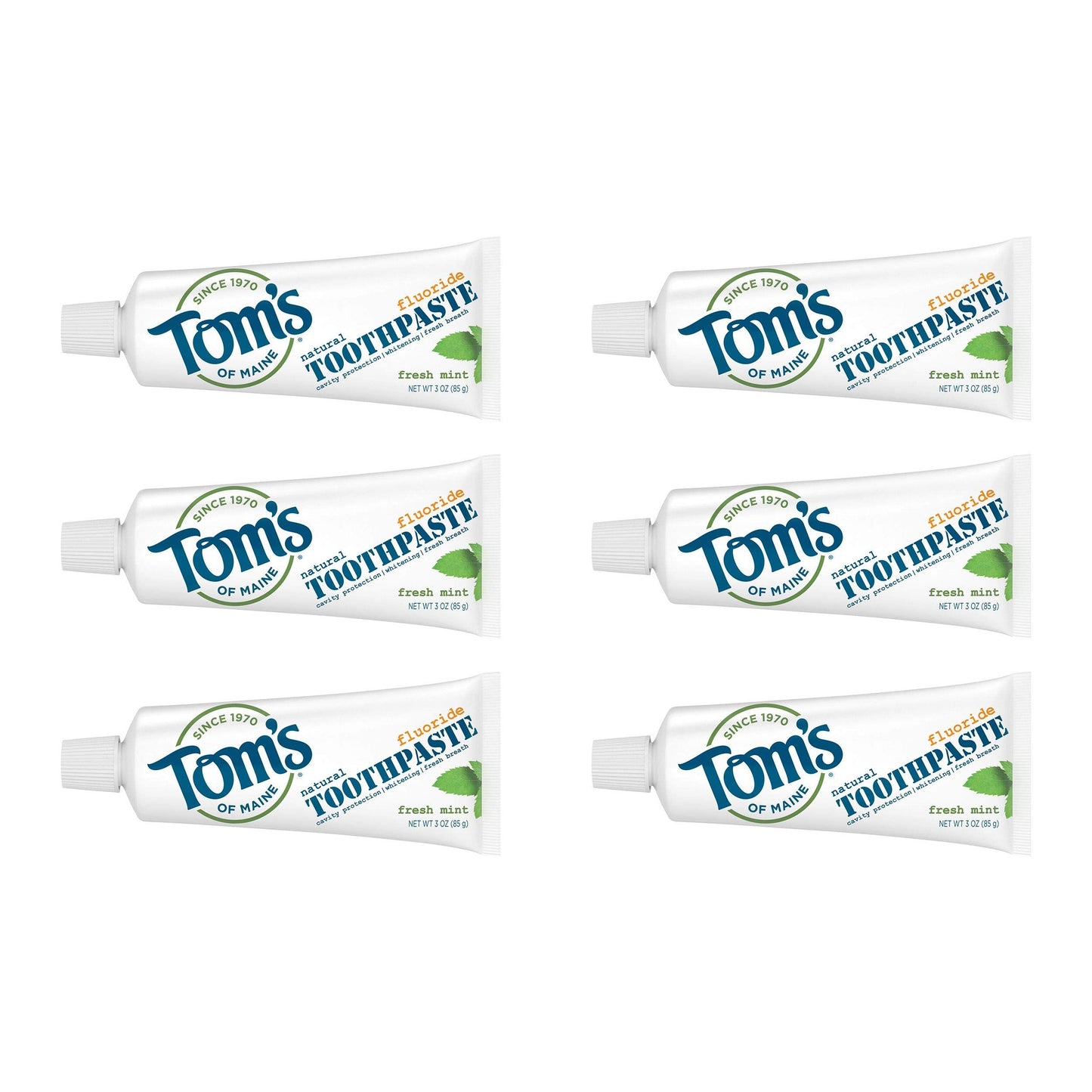 Tom's of Maine Travel Size Anticavity Fresh Mint Toothpaste, 3 oz – 6-Pack (Packaging May Vary)