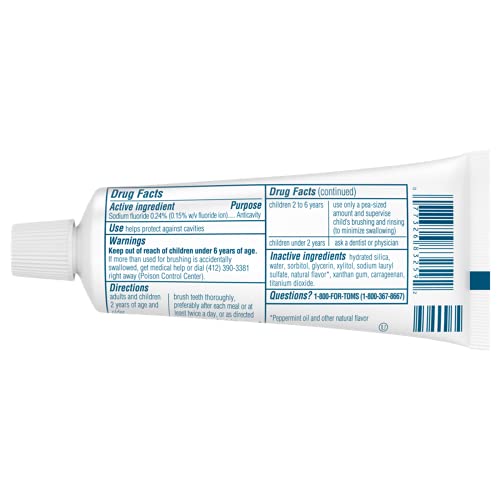 Tom's of Maine Travel Size Anticavity Fresh Mint Toothpaste, 3 oz – 6-Pack (Packaging May Vary)
