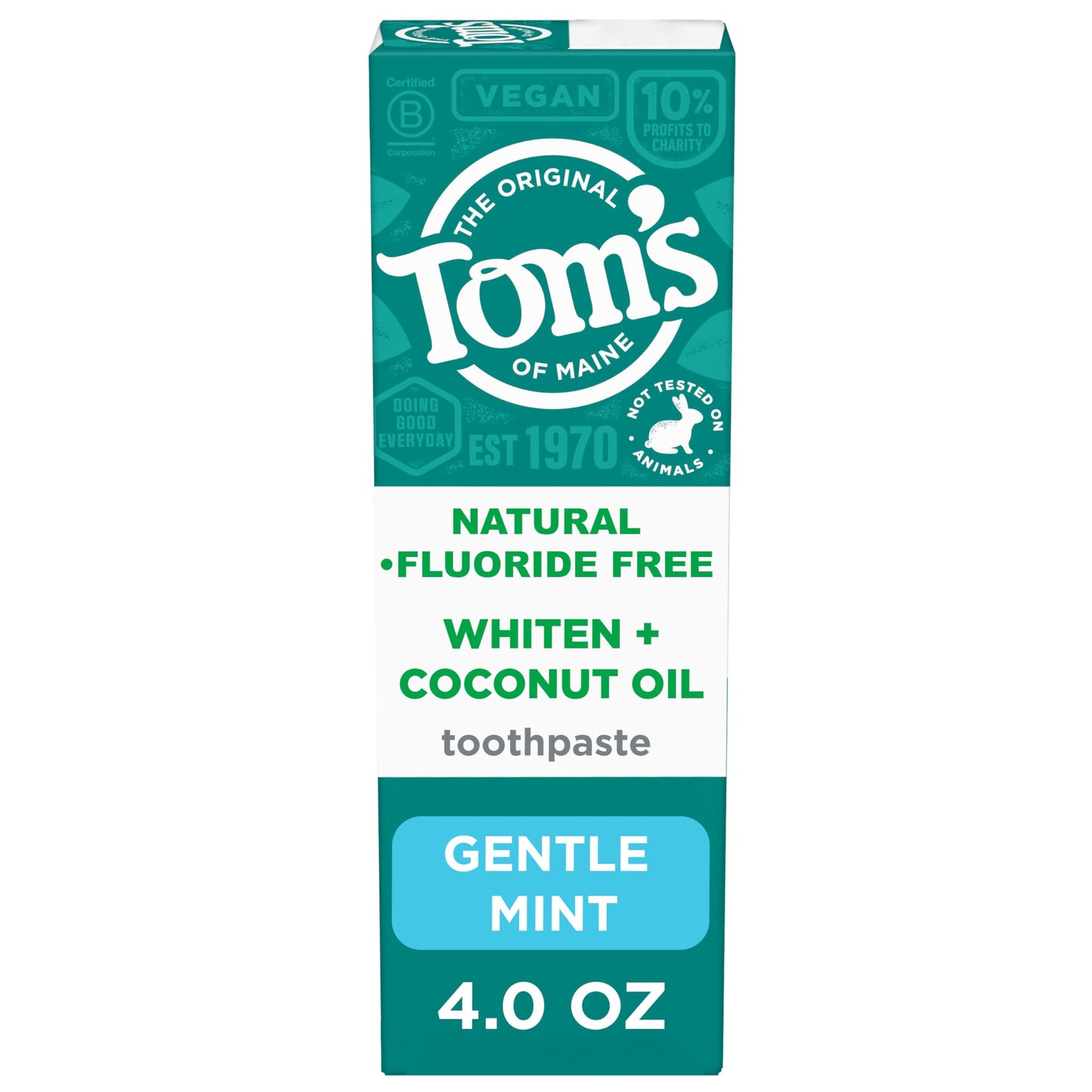 Tom's of Maine Whiten Plus Coconut Oil Fluoride Free Toothpaste - Natural Whitening (4 oz)