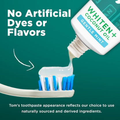 Tom's of Maine Whiten Plus Coconut Oil Fluoride Free Toothpaste - Natural Whitening (4 oz)