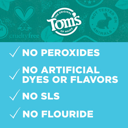 Tom’s of Maine Whiten Plus Coconut Oil Fluoride Free Toothpaste — Natural Whitening, Enamel Safe, Vegan, Gentle Mint, 4.0 Oz (Pack of 3)