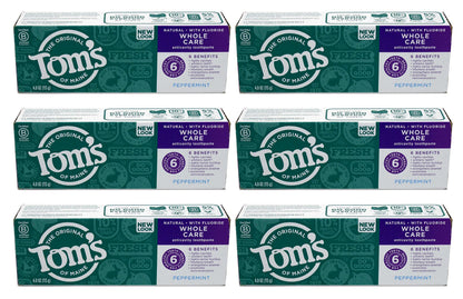 Tom's of Maine Whole Care Fluoride Gel Peppermint 4 oz Pack of 6