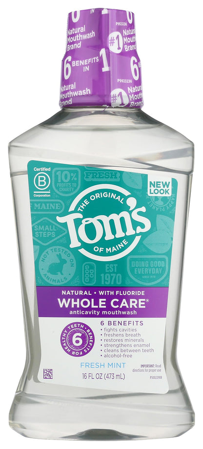 Tom's of Maine Whole Care Mouthwash – Fresh Mint, 16 oz