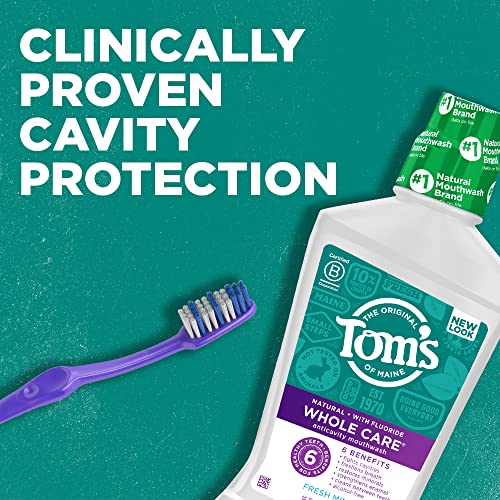 Tom's of Maine Whole Care Natural Mouthwash - Fresh Mint, 16 oz (Pack of 3)
