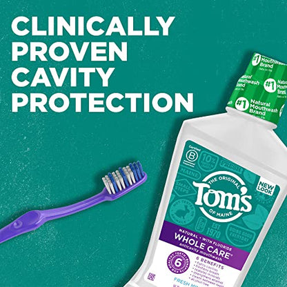 Tom's of Maine Whole Care Natural Mouthwash - Fresh Mint, 16 oz (Pack of 3)