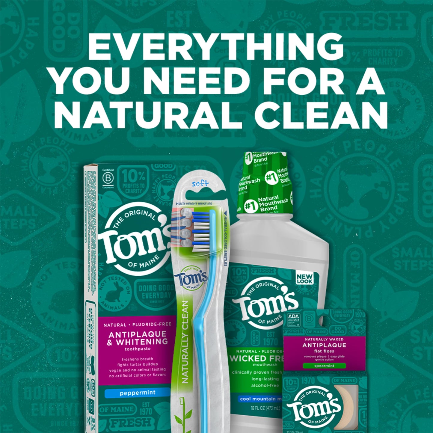 Tom's of Maine Whole Care Natural Mouthwash - Fresh Mint, 16 oz (Pack of 3)