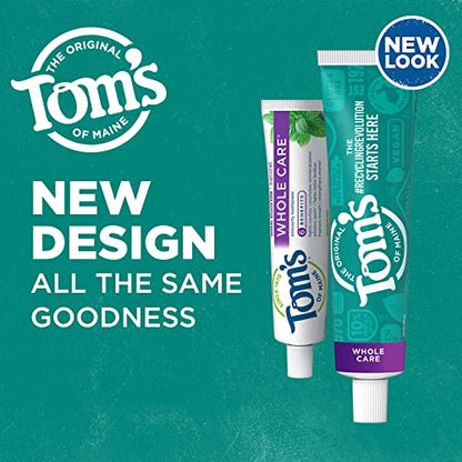 Tom's of Maine Whole Care Fluoride Toothpaste – Wintermint, 4 oz, 3-Pack