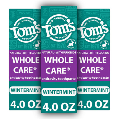Tom's of Maine Whole Care Fluoride Toothpaste – Wintermint, 4 oz, 3-Pack