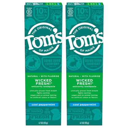 Tom's of Maine Wicked Fresh Natural Fluoride Toothpaste Cool Peppermint 4.7 oz 2-Pack