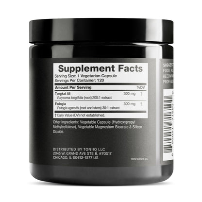 Tongkat Ali Fadogia Agrestis - Ultra High Potency 200:1 Tongkat Ali & 30:1 Fadogia Agrestis - 2% Eurycomanone -Third-Party Lab Tested - 120 Capsules